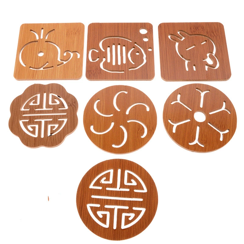 Wooden cartoon non-slip creative table mat, cute tea cup