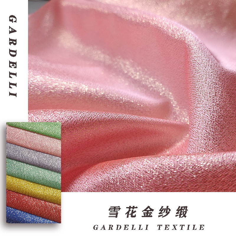 Gold and Silver Snowflake Silk Satin Silver Silk Home Textile Yarn-Dyed Crisp Wedding Dress Satin Shiny Dress Fashion Dress Fabric