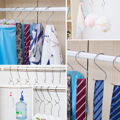 Hook wall hanging coat hook stainless steel S-shaped hook drying hook kitchen punch-free clothes hanger S hook
