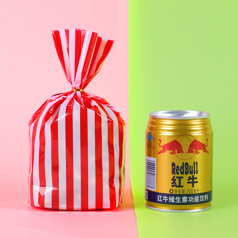 Impresión en color de estilo coreano rayas verticales copo de nieve crujiente turrón galleta pan tostado bolsa casual para hornear bolsa de envasado de alimentos