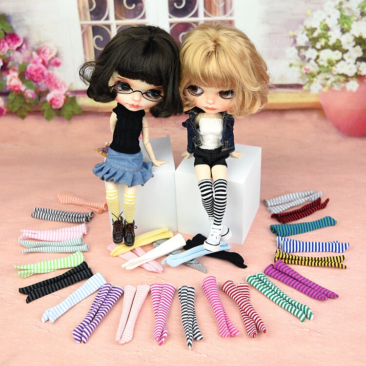 blythe small cloth AZONE Lijia momoko licca heart Yi ob cotton socks fr 6 points doll striped socks blythe small cloth AZONE Lijia momoko licca heart Yi ob cotton socks fr 6 points doll striped socks