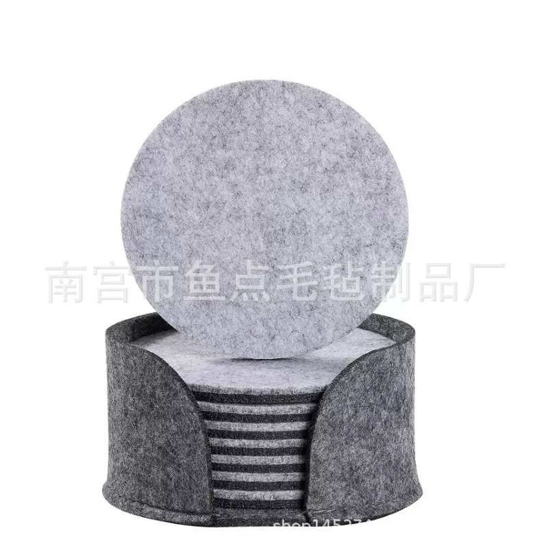 亚马逊毛毡杯垫双层两色圆形套装跨境隔热餐垫水杯垫现货批发定制