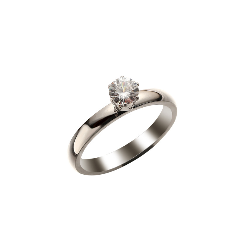 アクセサリークロスボーダーステンレスリングシンプルな個性的な4mmピアスの爪にダイヤモンドを入れたカップルチタン鋼の指輪の女性アクセサリー