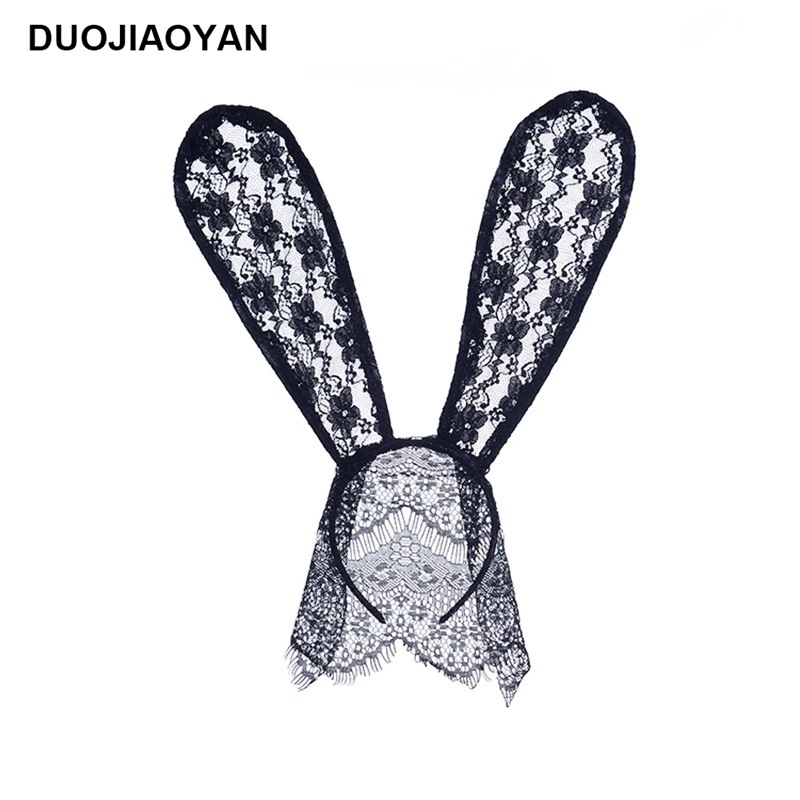 Headband Red Rabbit Lace Ears, Handmade Hair Accessory, High-Quality Graduation Party Style