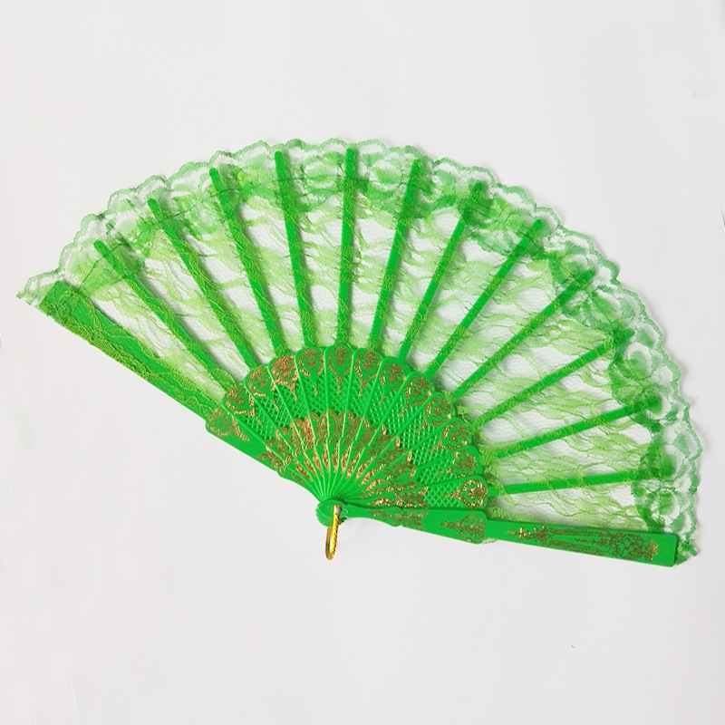 En stock Color opcional ventilador de encaje de doble capa ventilador de encaje negro