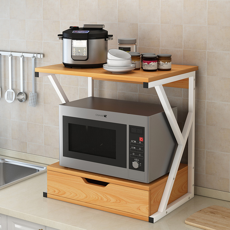 Kitchen Rack Floor-standing Multi-layer Storage Rack Desktop Oven Condiment Rack Kitchen Supplies Microwave Rack