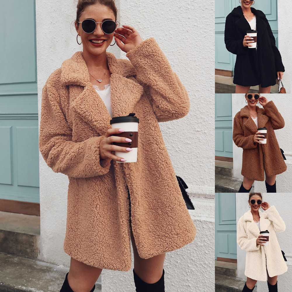Faux Lamb Wool Lapel Fashion Coat
