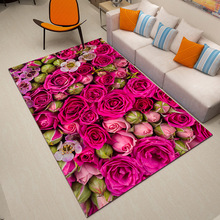 跨境3d花卉水晶绒面地毯客厅卧室沙发茶几垫进门走廊毯地垫批发