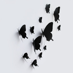12 black swallowtail butterfly single-wing wall decoration party setup 3D stereoscopic simulation butterfly factory wholesale
