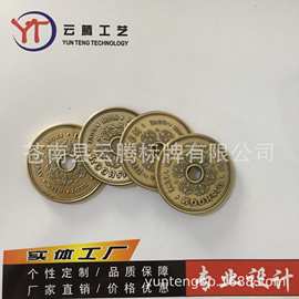 仿古铜色加厚铜材质纪念徽章 圆形液压纪念币 节庆赠品锌合金奖章
