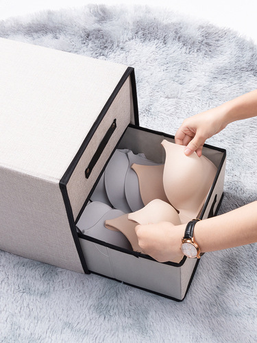 New washable fabric storage box drawer type bra underwear clothing storage box cotton and linen box