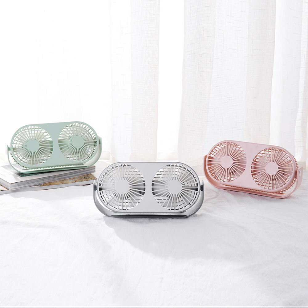 Creative desktop double-headed desktop fan Home Office dormitory multi-function rechargeable USB Mini Aromatherapy small desk fan