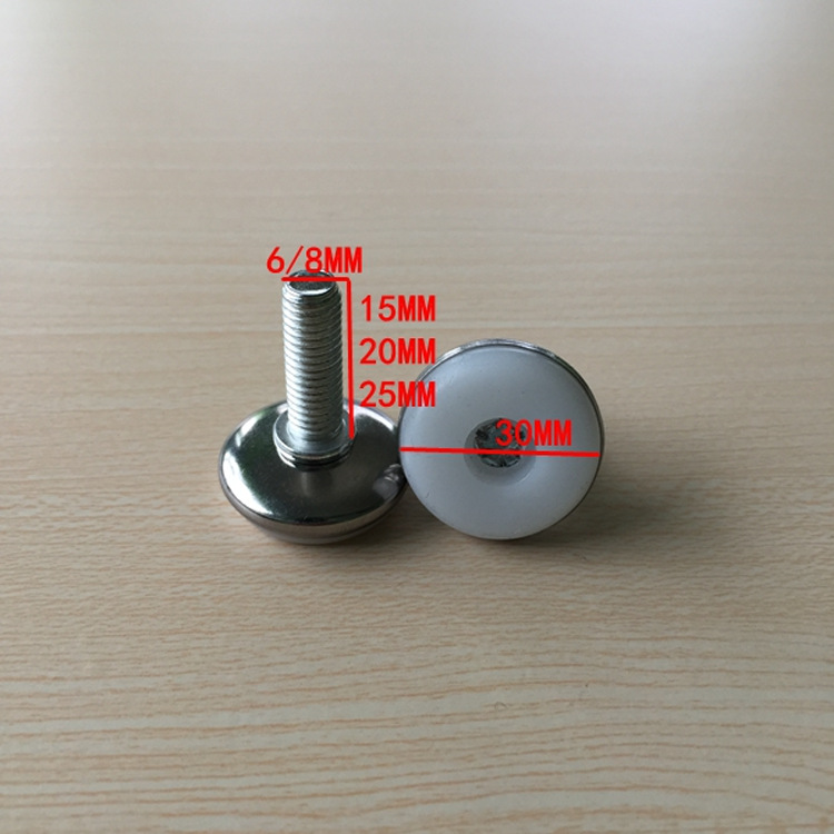 M6/M8 Pie ajustable blanco tornillo ajustable PIE BLANCO nylon ajustable pie Mesa silla pie hardware