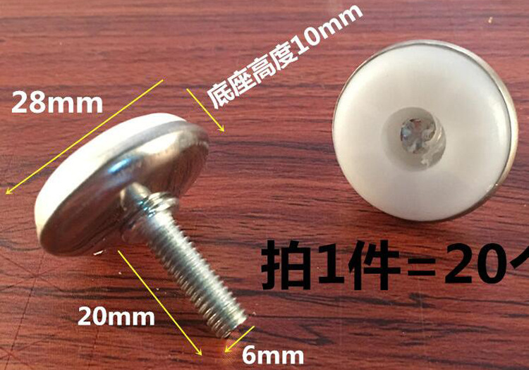 M6/M8 Pie ajustable blanco tornillo ajustable PIE BLANCO nylon ajustable pie Mesa silla pie hardware