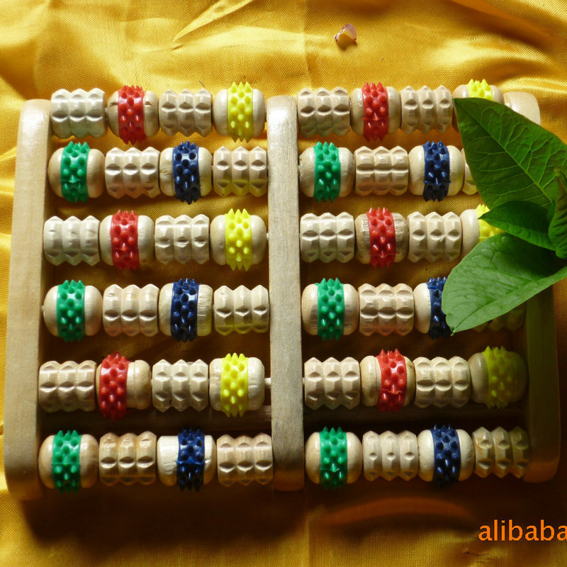 Factory supply wood massage device color 6 rows of massage device…