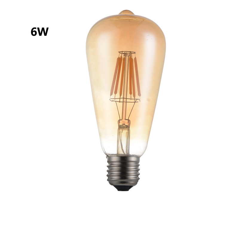 LED lámpara de filamento ST64 vidrio marrón Edison retro bombilla creativa 110V220V bombilla de iluminación decorativa