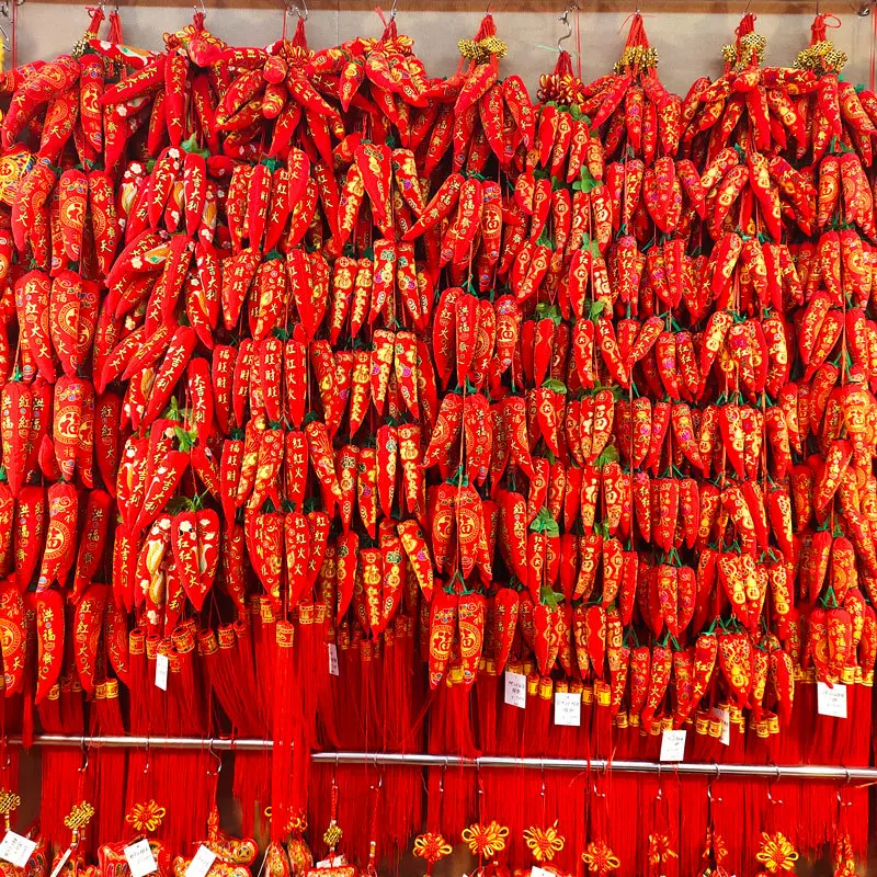 新年挂饰装饰16头辣椒串挂饰春节年货客厅挂件鞭炮串新春礼品批发