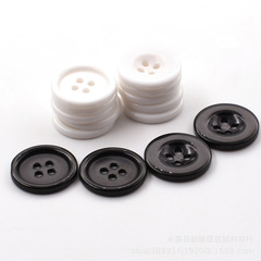 Factory direct supply black and white resin buttons, round fine edge four-socket buttons for workwear uniforms, clothing accessories