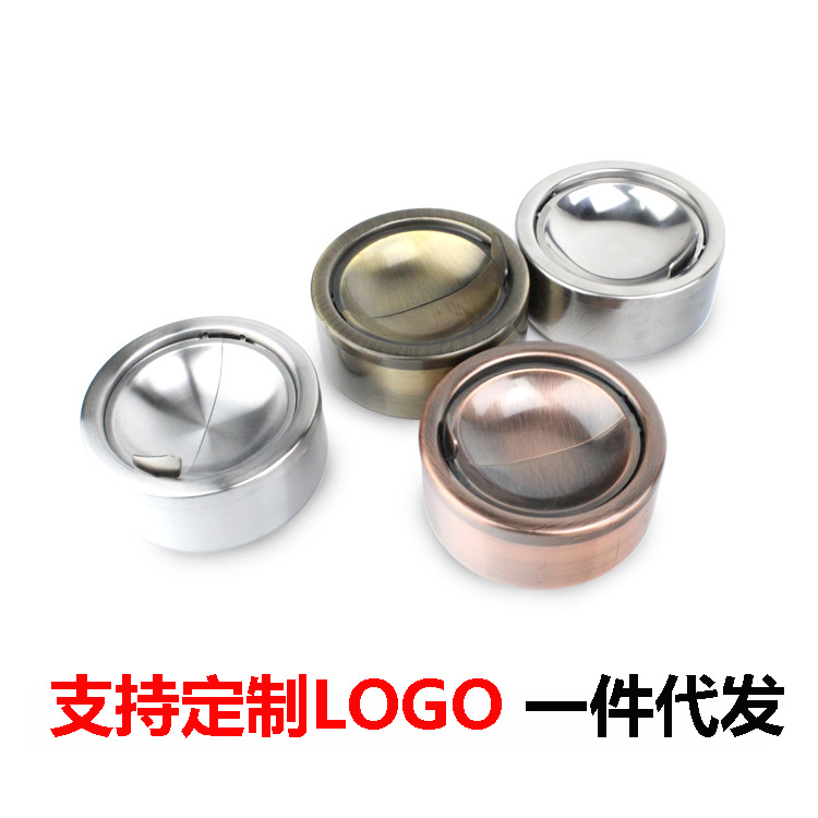 Cenicero portátil redondo de acero inoxidable con tapa creativo para bar hogar y oficina