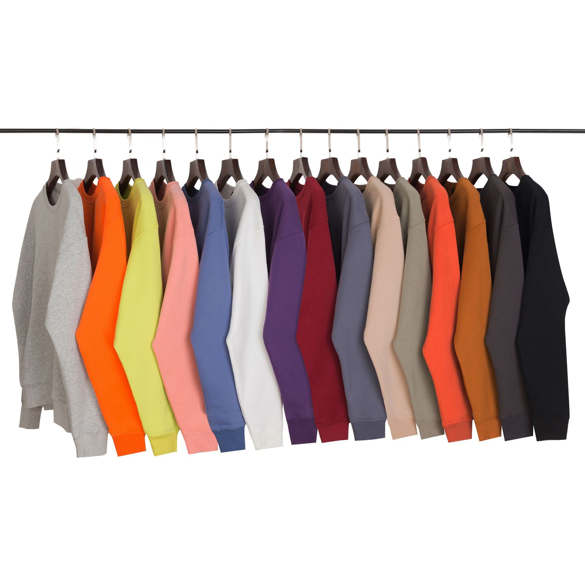 Sweat-shirt à col rond pour homme de marque décontractée et ample en velours 345 g plus couleur unie_voghion.com