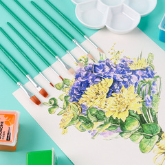 Set of 12 Oil Painting Brushes - Direct Manufacturer Sale, Hog Bristle Digital Oil Painting Brushes, Wolf Hair Watercolor and Gouache Brushes