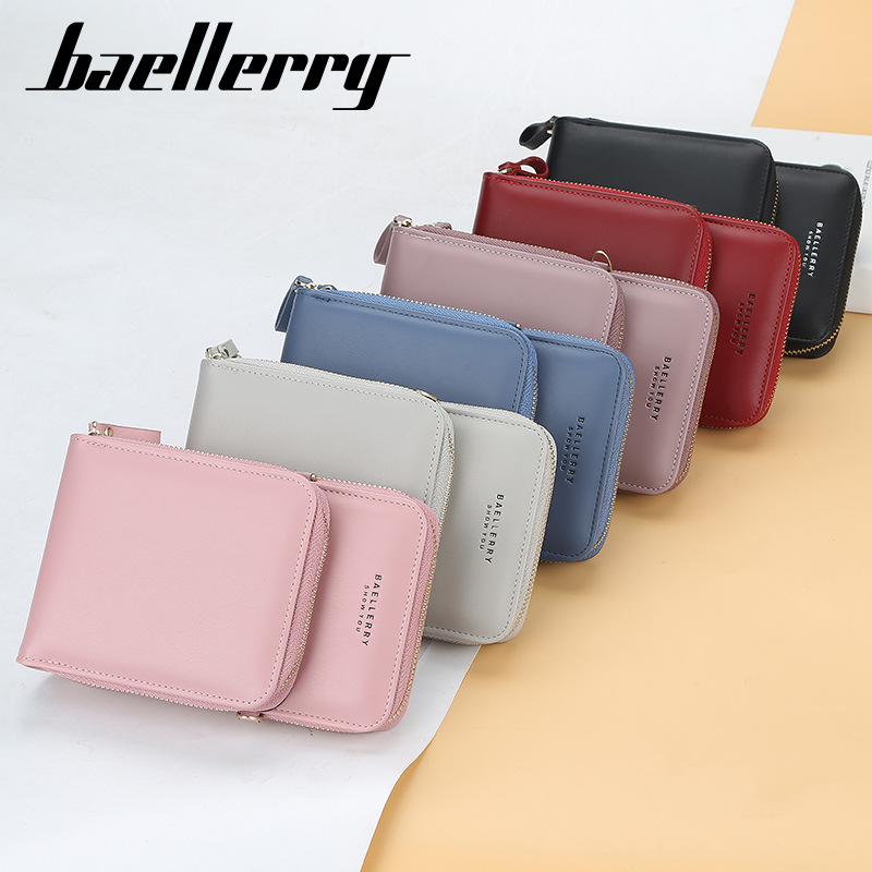 Baellerry bolso de las mujeres de estilo coreano de gran capacidad de hombro del todo fósforo bolsa de mensajero de moda bolso del teléfono de cremallera larga cartera