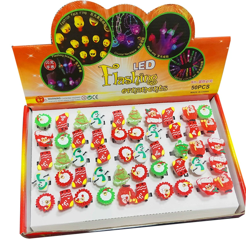 Flashing Ring Toy, soft rubber LED flash, diameter 2.5 cm, mixed cartoon/holiday styles