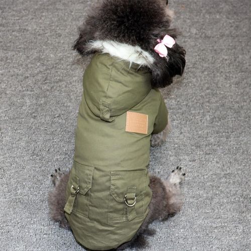 Dog clothes fur collar work clothes pet biped clothes Teddy dog ​​clothes autumn and winter clothes puppy clothes double layer plus velvet