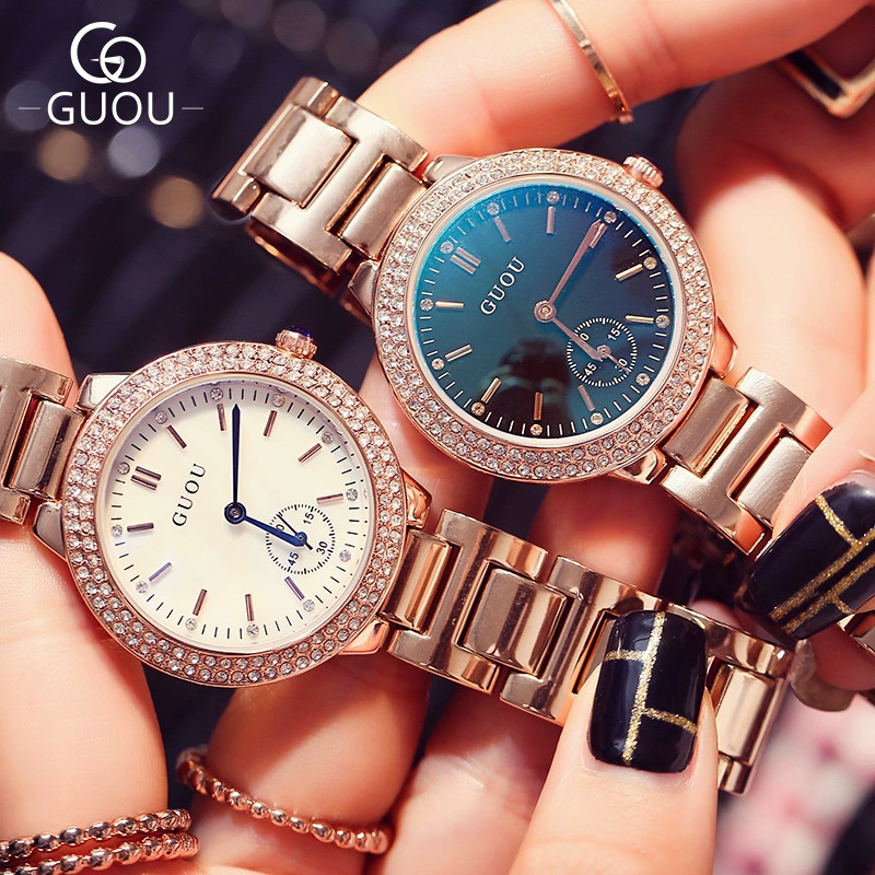 Потрясающие часы Guou/Gu Ou Diamond Exquisite Watch атмосферы европейский и американский стиль для женщин