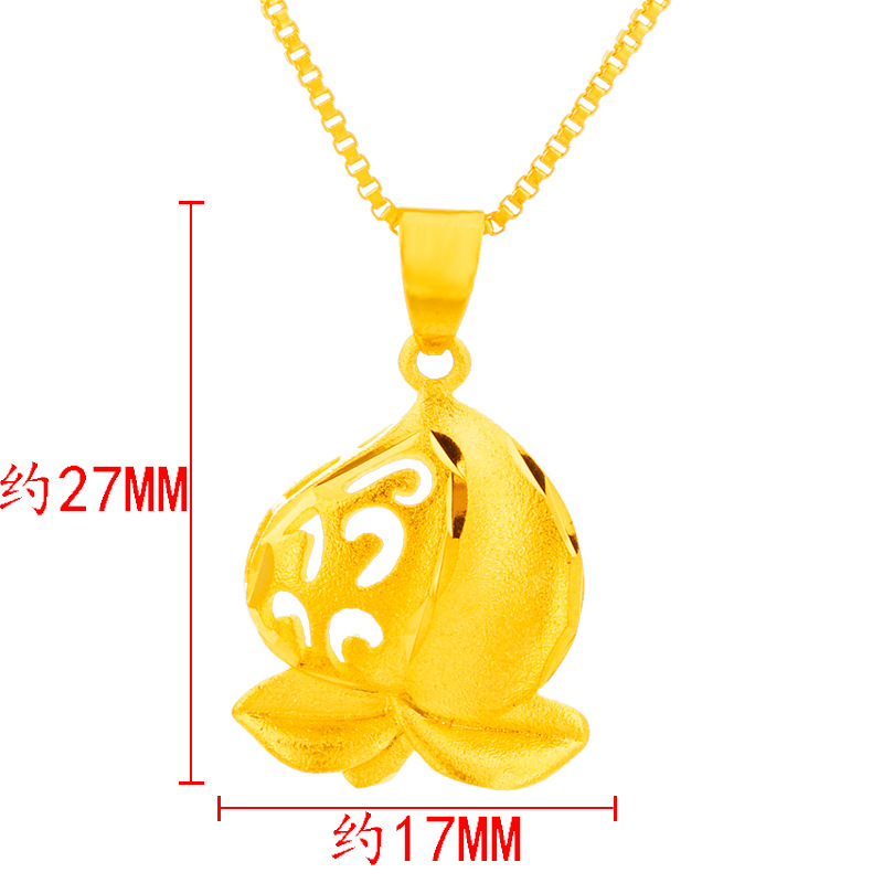 Moda popular estilo étnico arena oro dama Hada melocotón colgante Latón chapado 24K oro real auspicioso cumpleaños melocotón colgante al por mayor