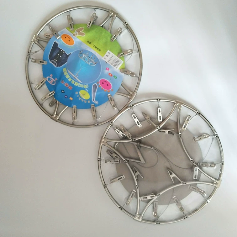 Сушилка 20 зажимов круглая нержавеющая сталь ветрозащитный крючок сушилка вешалка для носков Многофункциональная вешалка для одежды Нижнее белье вешалка для брюк