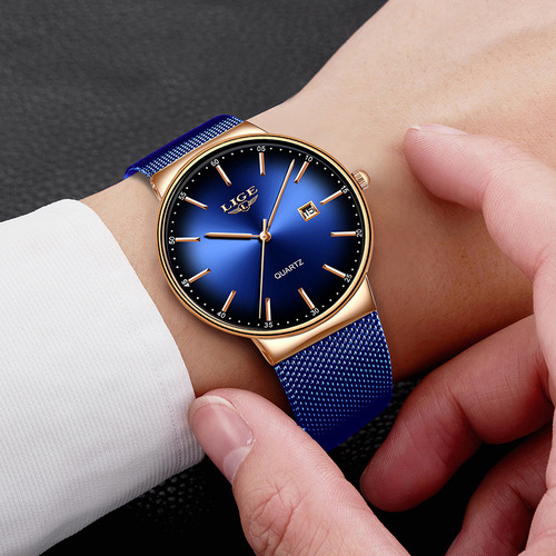 LIGE's new cool waterproof multi-function mesh strap watch