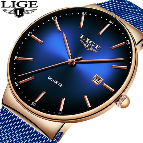 LIGE's new cool waterproof multi-function mesh strap watch
