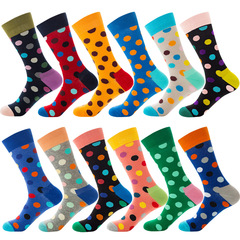 Cross-border autumn fashion brand socks, the same Amazon polka dot 12-color men's socks, hip-hop mid-calf socks, street socks, trendy