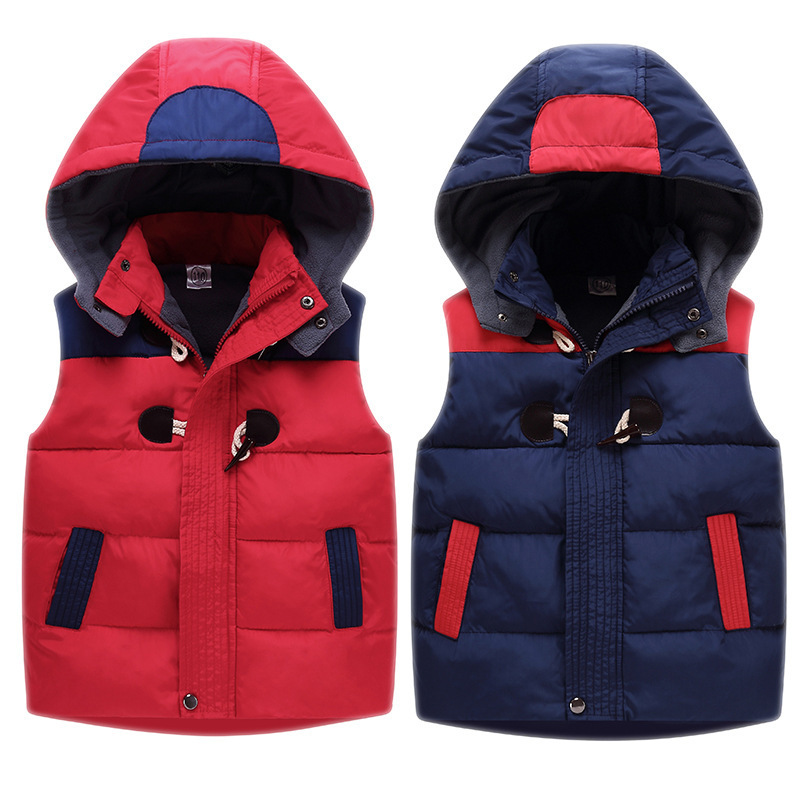 Niños abajo Chaleco de algodón invierno niños y niñas bebé, además de terciopelo engrosado con capucha chaleco kindergarten ropa Logo