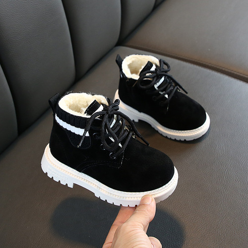 Boys' boots, children's Martin boots, plus velvet cotton shoes, snow boots, Korean style fashionable children's leather boots, girls' shoes on behalf of