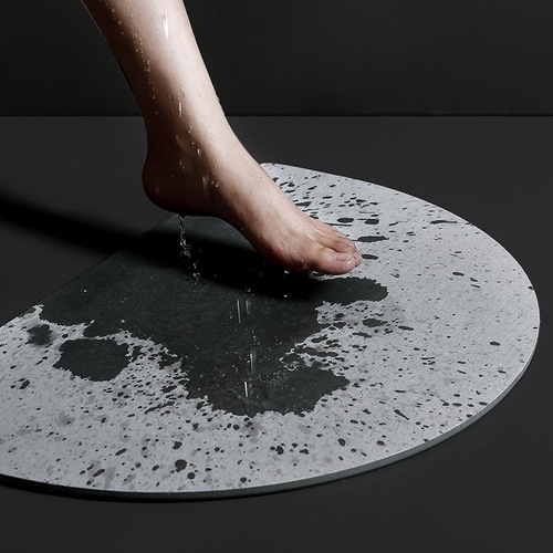 Semi-circular diatomaceous earth water-absorbent anti-slip mat, bathroom door mat, bathroom quick-drying mat