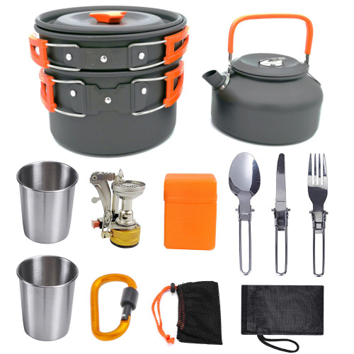 New Amazon outdoor products set pot teapot combination portable camping cooker barbecue stove outdoor equipment