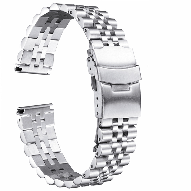 Five Cow Stainless Steel Solid Watch with Five Beads in Light Edge Sand Double Safety Buckle 20 22 24 26mm Black