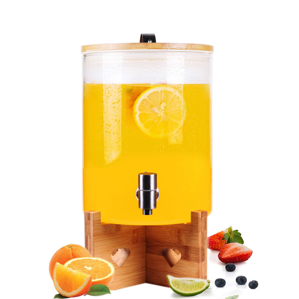Fábrica al por mayor de borosilicato barril de vino de vidrio nórdico simple sellado con válvula de agua jugo beber barril botella de vidrio grande