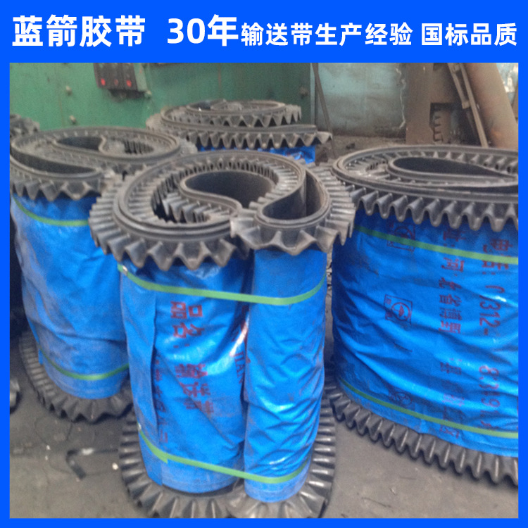 河北蓝箭供应裙边输送带挡边输送带提升机输送带大倾角挡边输送带