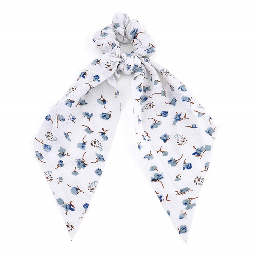 Cross-border long floral fabric hair tie jewelry for women, dotted knotted ponytail streamer, three-state flower headband