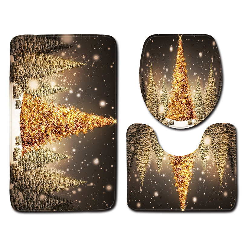 Navidad muñeco de nieve alfombra de baño alfombra de puerta inodoro de tres piezas antideslizante alfombra de piso transfronterizo en stock deseo amazon 1
