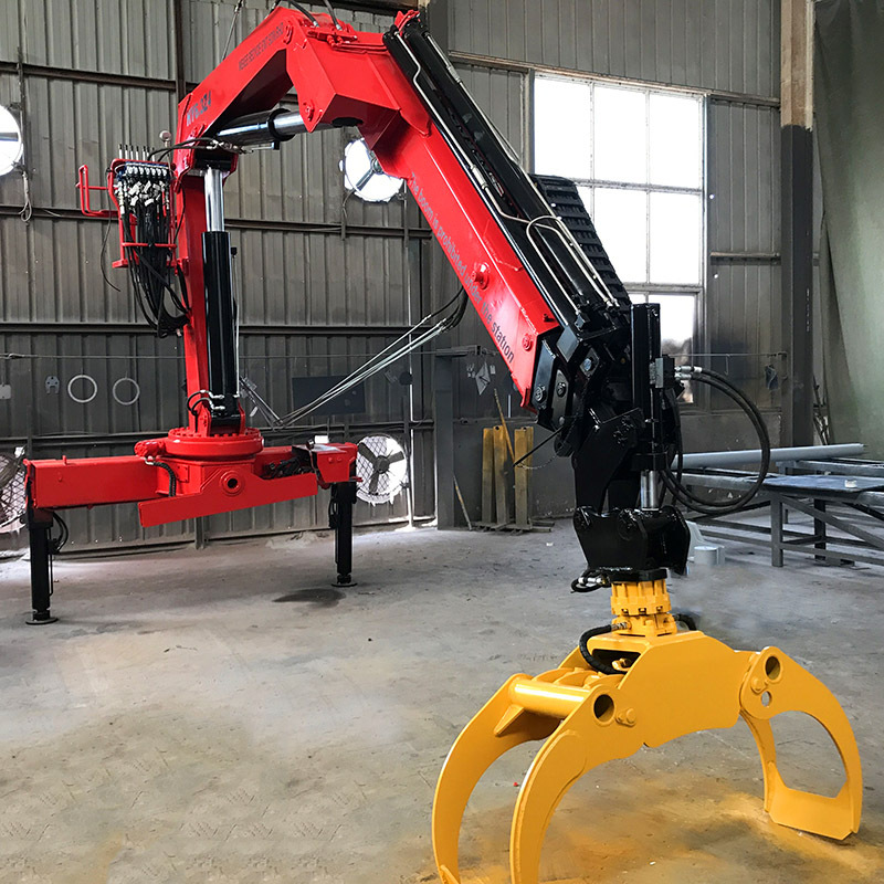 折臂式吊机带360°旋转液压抓具  遥控6吨车载抓木抓钢机