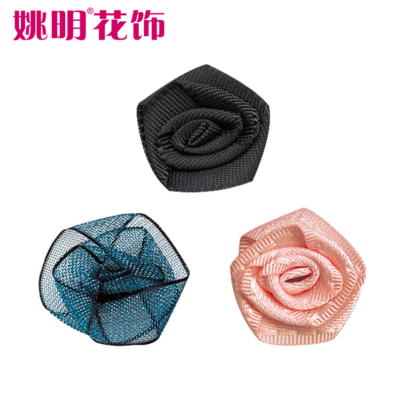 Yao Ming hecho a mano de 1,5 cm de ancho de la cinta Rosa cinta multicolor té Rosa tocado horquilla cuerda de pelo Decoración