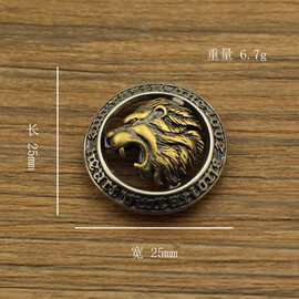 新款黄铜双色咆哮狮财布钱包扣直播网红皮带箱包贴装饰扣饰品批发
