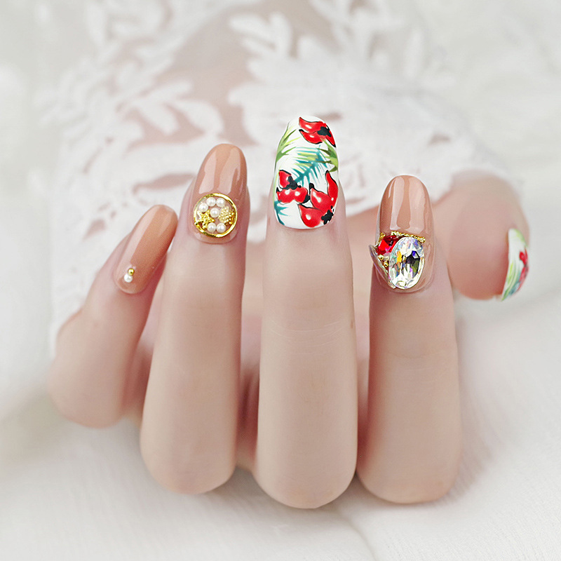 Explosión flash manicure punta inferior láser taladro de forma ab color fantasma K9 pegatinas de uñas de vidrio para usar joyas de manicure al por mayor