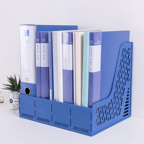 Deli 9848/33777 file frame triple quadruple file holder desktop information rack storage file rack plastic