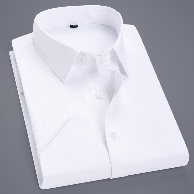 Men's Shirt Business Wear 2022 Spring New Business Men's Embroidered logo Solid Color Short Sleeve Tooling White Shirt