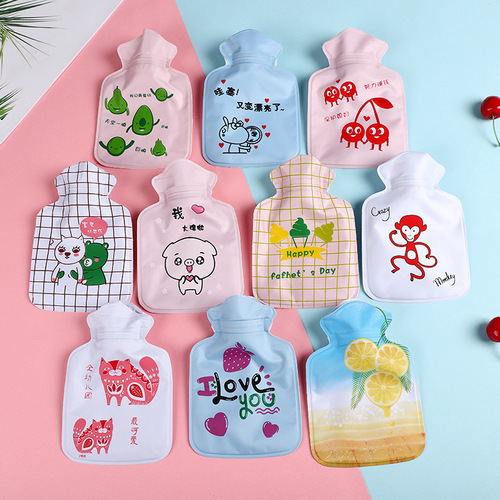 Pearlescent hot water bottle, small floral print, water-filled cartoon hot water bottle, hand warmer, Korean style hand warmer for children